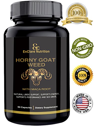 HORNY GOAT WEED WITH MACA ROOT - for Men & Women | Sexual Performance & 100% Natural Libido Boost | Supports Vitality, Testosterone Boost & Stamina | L Arginine, 1000mg Epimedium, Icariins 60 Caps