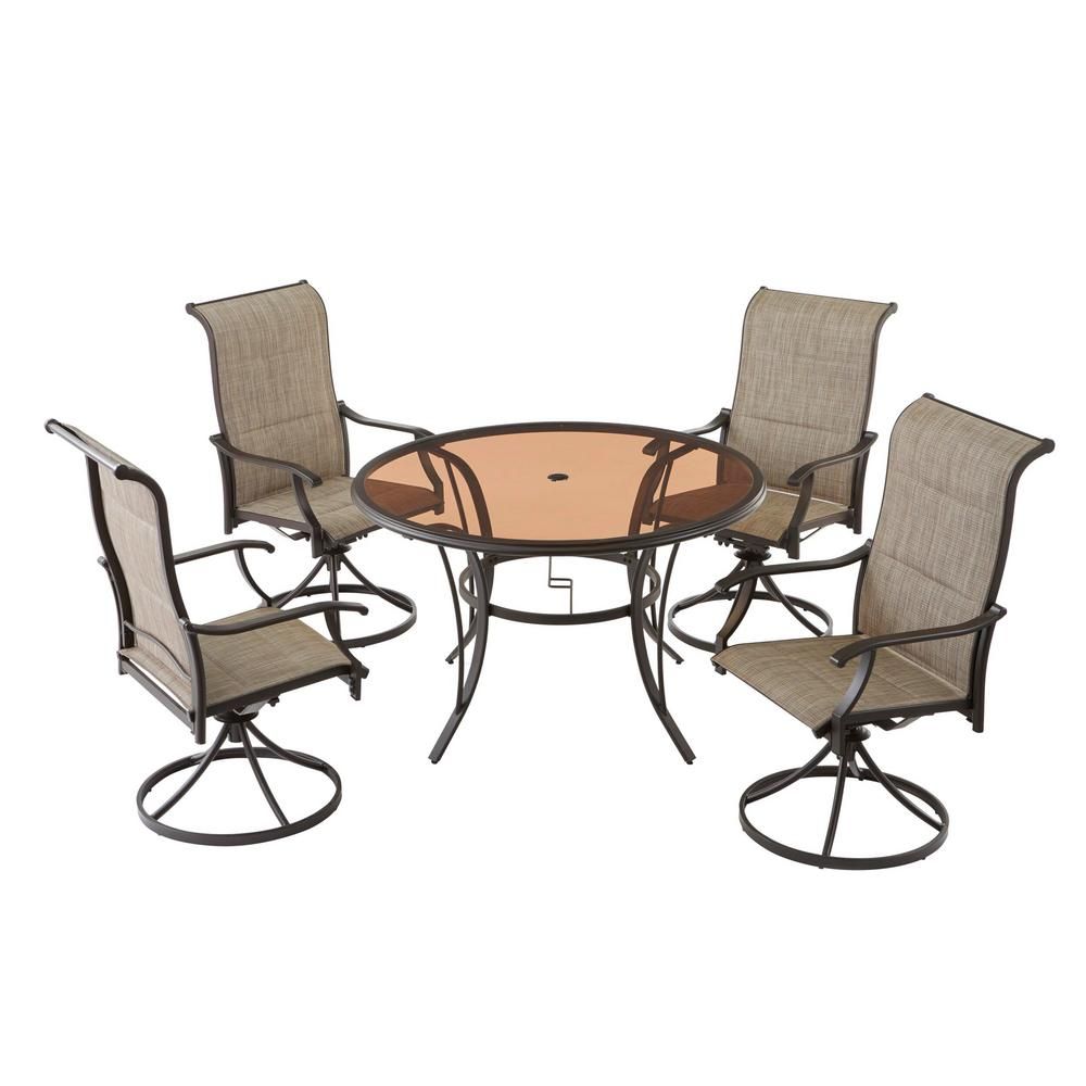 Hampton Bay Riverbrook 5-Piece Steel Outdoor Patio Set