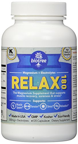 BioTree Labs Relax 180 – Magnesium and Potassium Supplement with Electrolytes that Relieves Muscle Pain, Spasms, and Tension and Provides Stress Relief