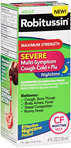Robitussin Severe CF Maximum Strength Cough, Cold, & Flu Nighttime Medicine (4 fl. oz. Bottle)
