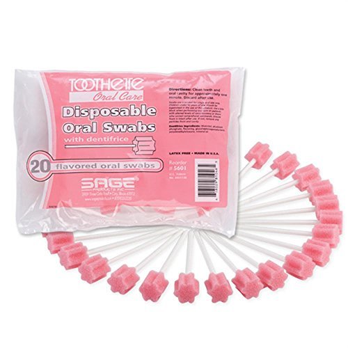Toothette® Oral Care Swabs with Dentifrice - Each (1 bag of 20 swabs)