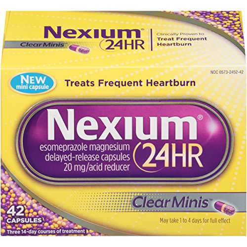Nexium 24HR ClearMinis Delayed Release Heartburn Relief Capsules, Esomeprazole Magnesium Acid Reducer (20mg, 42 Count)