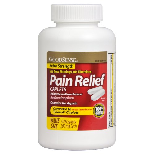 GoodSense Acetaminophen Extra Strength, Pain Reliever/Fever Reducer Caplets, 500 mg, 500 Count