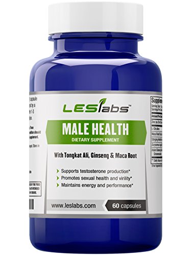 Male Health - Natural Testosterone Booster for Sexual Health and Libido, Endurance and Performance - With Tongkat Ali, Ginseng Panax and Maca - 60 Vegetarian Capsules
