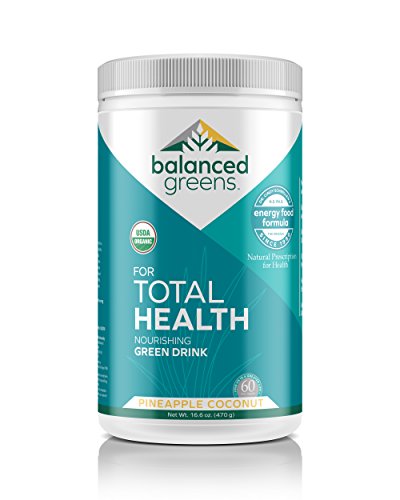 Balanced Greens TOTAL HEALTH ORGANIC SUPERFOOD GREEN DRINK formulated by DOCTOR, RAW, VEGAN, PROBIOTICS, DIGESTIVE,KIDNEY & LIVER HEALTH 60 DAYS Pineapple Coconut