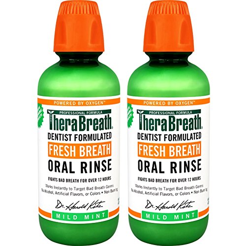TheraBreath Dentist Formulated Fresh Breath Oral Rinse - Mild Mint Flavor, 16 Ounce (Pack of 2)