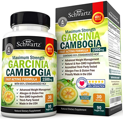 Garcinia Cambogia 95% HCA Pure Extract with Chromium. Fast Acting Appetite Suppressant, Extreme Carb Blocker & Fat Burner Supplement for Weight Loss & Fat Metabolism Best Garcinia Cambogia Diet Pills