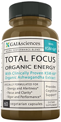 GAIA Sciences TOTAL FOCUS Formula for Added Attention Boost Mood Increase Brain Memory Mental Cognitive Enhancer Anti Stress Anxiety Depression Panic Ashwagandha Ginkgo Ginseng Nerve Tonic Energizer