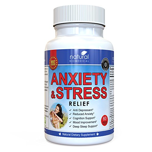 Anti Anxiety and Stress Relief Supplement by Natural Biomedical - All Natural Calming and Relaxing Pills for Daily Use - 60 Veggie Capsules
