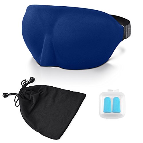 Sleep Mask, Besiva Eyeshade for Sleeping Comfortable Super Soft Large Adjustable 3D Contoured Eye Masks for Sleeping, 100% Silk Sleep Mask for A Full Night's Sleep (Blue)