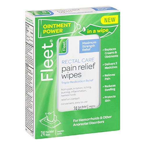 Fleet Rectal Care Pain Relief Wipes-Triple Medication Relief, 24 Pain Relief Wipes-Septic Safe