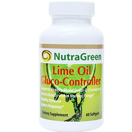 NutraGreen Lime Oil 1000mg Glucose Controller D-Limonene Heartburn Rescue / Esophagus / Blood Sugar / Cholesterol Support, Stress & Anxiety Relief, 60 Softgels