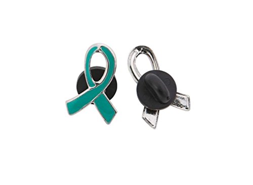 1 Teal Awareness Ribbon Pins Ovarian cancer, cervical cancer, uterine cancer, Anxiety disorders (1)