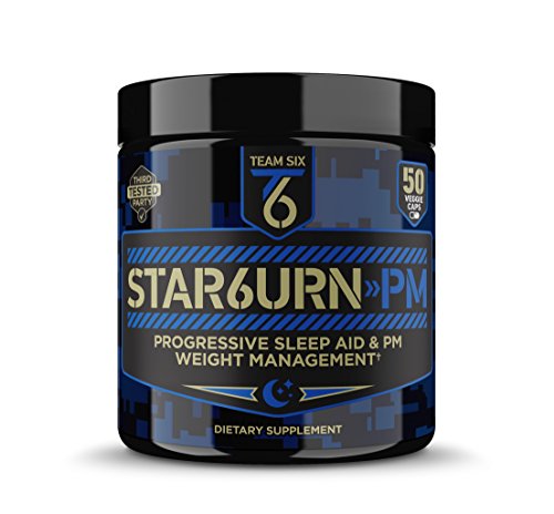T6 STAR6URN-PM – Fat Burner and Sleep Aid for Muscle-Preserving Weight Loss and Stress Relief, Metabolism Booster with Melatonin, Ashwagandha, Green Coffee Bean and Garcinia Cambogia Extract, 25vcaps