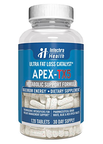 APEX-TX5 Ultra Fat Loss Catalysts 120 Tablets For Maximum Energy and Weight Management Control White Blue Red Speck Tablet Dietary Supplement Manufactured in USA