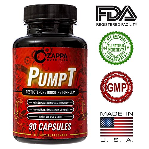 Testosterone Booster - Testosterone Boosting Formula for Men, Sexual Health, Muscle Strength Enhancement, Weight Loss, Test Boost, Sexual Supplements, Pills, Tablets, Testo - By Zappa Nutrition PumpT