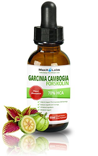 GARCINIA CAMBOGIA LIQUID DROPS PLUS FORSKOLIN - New - Powerful 70% HCA Natural Appetite Suppression Control Liquid Diet - Best Weight Loss Supplements that Work - 2oz Bottle Full 30 Day Supply