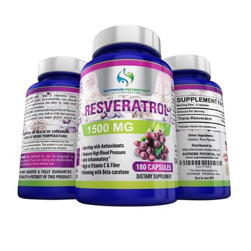 Supreme Potential 100% Pure Resveratrol Extract for Anti-Aging & Heart Health - 1500mg Maximum Strength (1)
