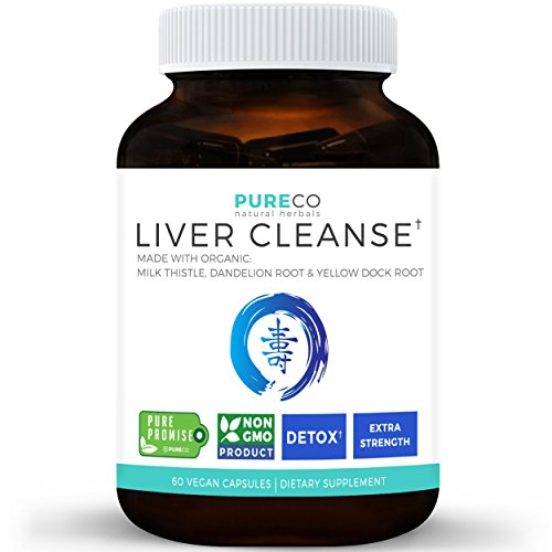 Organic Liver Cleanse & Detox With Potent Milk Thistle Extract (80% Silymarin) Plus Dandelion Root, Artichoke Leaf & Yellow Dock - NON GMO - Rescue Support Formula - 60 Vegan Capsules (No Pills)
