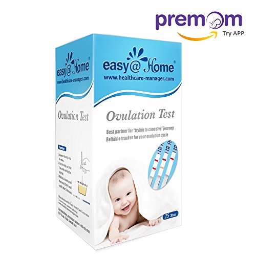 Easy@Home 25 Ovulation Test Kit Powered by Premom Ovulation Predictor App,Simplest Ovulation and Period Tracking, Accurate Ovulation Prediction with free iOS&Android APP, 25 LH Tests
