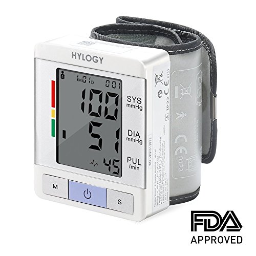 HYLOGY Wrist Blood Pressure Monitor FDA Approved Fully Automatic BP with Irregular Heartbeat Monitoring, Adjustable Wrist Cuff and Portable Case Perfect for Health Monitoring