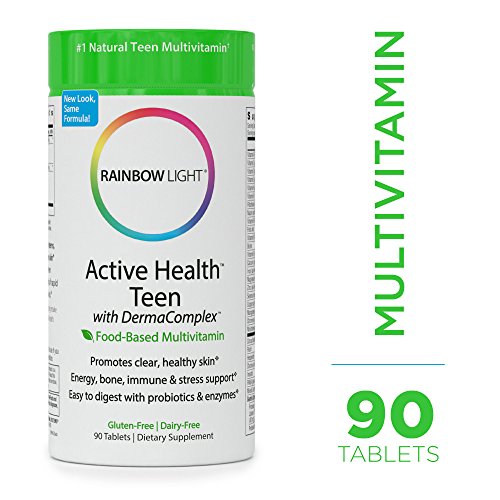 Rainbow Light - Active Health Teen Multivitamin with DermaComplex - Provides Vitamins and Nutrients; Supports Nutrition, Natural Energy, Mood, Brain Health, and Immune System in Teens - 90 Tablets