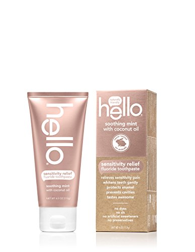 Hello Oral Care Sensitivity Relief Toothpaste, Soothing Mint with Coconut Oil, 4 Ounce