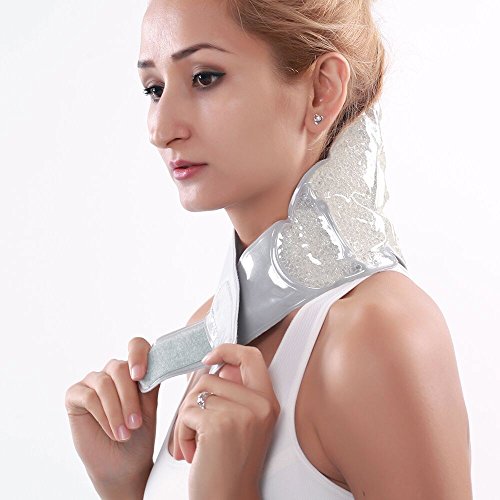 Neck and Shoulder Ice Pack with Soft Plush Backing, Hot Cold Reusable Cooling Gel Neck Wrap for Pain Relief, Stiff Muscles, Sore Shoulder and Spasms(22.44x6.49 inch)