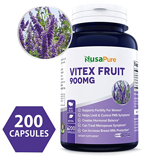 BEST Vitex Chasteberry Fruit Extract 900mg 200 Caps (NON-GMO & Gluten Free) - Woman’s Health Supplement Supporting Fertility, Hormonal Balance & PMS Symptoms - 100% Money Back Guarantee