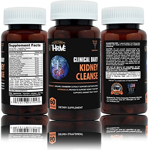 CLINICAL DAILY Kidney Cleanse. All natural detox for Kidney, Bladder and Urinary tract infections. Organic Cranberry extract, Astragalus adaptogen immune support, Goldenrod, Uva Ursi. 60 veg capsules