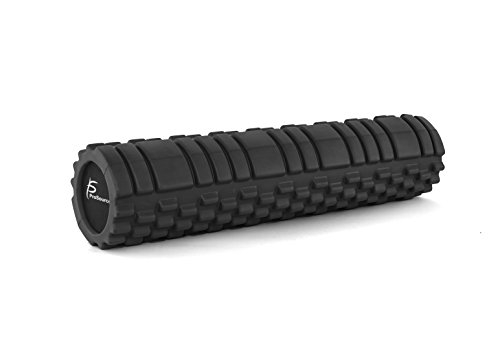 ProSource Sports Medicine Foam Roller 24” x 6” (61 cm x 15 cm) with 2 Density Zones for Deep-Tissue Massage and Trigger-Point Muscle Therapy, Black