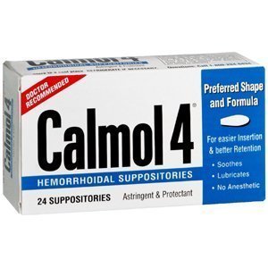 Calmol 4 Hemorrhoidal Suppositories, 24 Count, Doctor Recommended for Relief of Burning and Irritation Caused by Anorectal Disorders