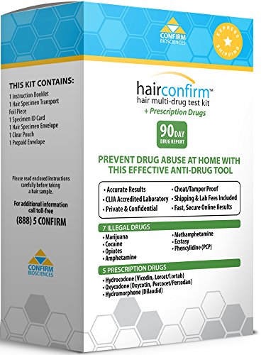 HairConfirm Hair Follicle Drug Test Kit, 12 Drugs Tested 90 Day Report (Express)