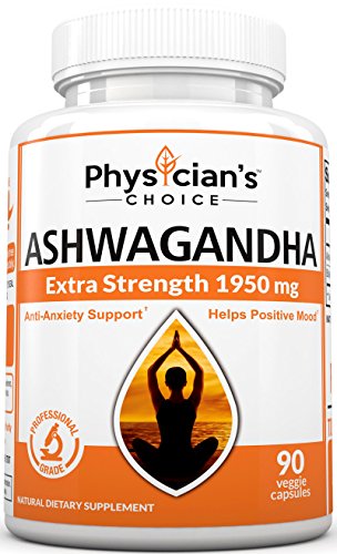1950mg Ashwagandha: MD Formula Natural Anti-Anxiety, Promotes Positive Mood, Helps Relieve Stress, Adrenal Support, Highest Potency Available, 15MG Black Pepper - 90 Veggie Ashwagandha Capsules