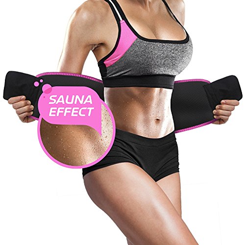 Perfotek Waist Trimmer Belt, Weight Loss Wrap, Stomach Fat Burner, Low Back and Lumbar Support with Sauna Suit Effect, Best Abdominal Trainer (Trimmer Belt - Pink)