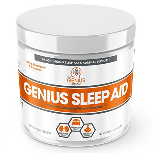 GENIUS SLEEP AID – Smart Sleeping Pills & Adrenal Fatigue Supplement, Natural Stress, Anxiety & Insomnia Relief - Relaxation Enhancer and Mood Support w/ Inositol, L-Theanine & Glycine – 40 capsules