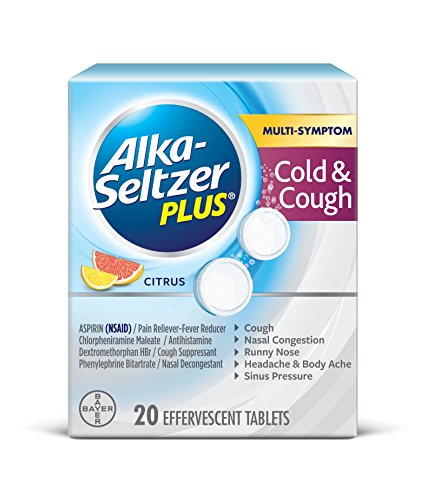 Alka-Seltzer Plus Cold & Cough Medicine, Citrus Effervescent Tablets With Pain Reliever/Fever Reducer, Citrus, 20 Count