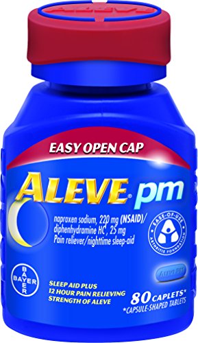 Aleve PM with Easy Open Arthritis Cap, Caplets with Naproxen Sodium, 220mg (NSAID) Pain Reliever/Fever Reducer/Sleep Aid, 80 Count