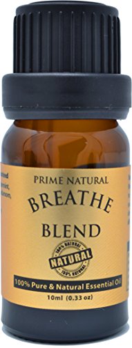 Breathe Essential Oil Blend 10ml - 100% Natural Pure Undiluted Therapeutic Grade for Aromatherapy, Scents & Diffuser - Sinus Relief, Allergy, Congestion, Cold, Cough, Headache, Respiratory Problems