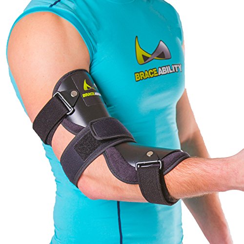 BraceAbility Cubital Tunnel Syndrome Elbow Brace | Splint to Treat Pain from Ulnar Nerve Entrapment, Hyperextended Elbow Prevention and Post Surgery Arm Immobilizer - L (LARGE / X-LARGE)