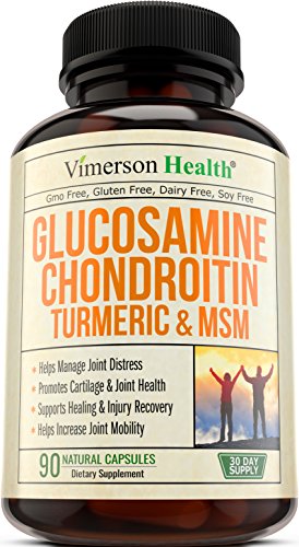 Glucosamine with Chondroitin Turmeric MSM Boswellia - Joint Pain Relief Supplement - Anti-Inflammatory & Antioxidant Pills by Vimerson Health for your Back, Knees, Hands - Natural & Non-Gmo