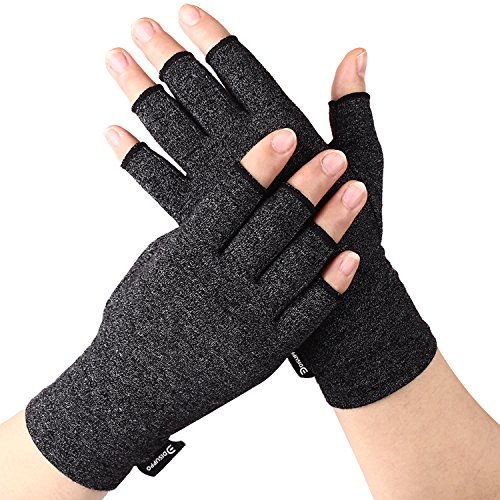 Arthritis Compression Gloves Relieve Pain from Rheumatoid, RSI,Carpal Tunnel, Hand Gloves Fingerless for Computer Typing and Dailywork, Support For Hands And Joints (Black, Medium)