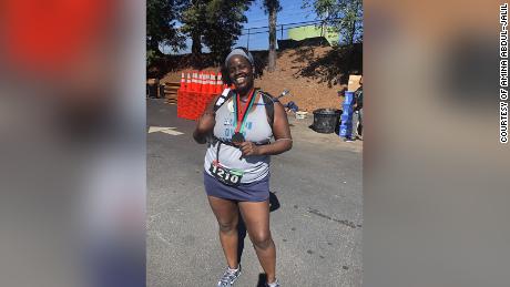Amina Abdul-Jalil was the final finisher at the 2018 The Race half-marathon in Atlanta.