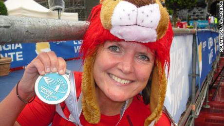 Lisa Jackson, at the 2013 Verona Marathon in Italy, has run 110 marathons and ultramarathons.