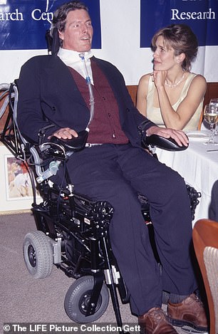 Christopher sat beside his wife Dana who are co-founders of the the Christopher and Dana Reeve Foundation