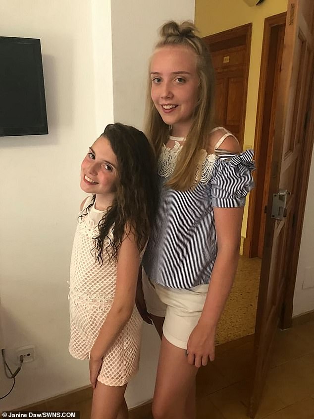 Grace's condition affects the whole family, her mother, who has quite her job to care for her, has said. Pictured with her older sister Ellie, 16