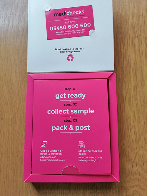 cholesterol home test kit - box open