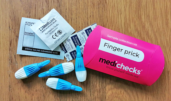 items needed for finger prick blood test