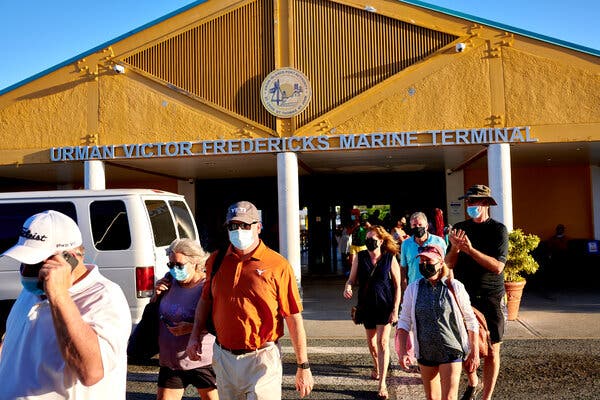People disembarked from the ferry at Urman Victor Fredericks Marine Terminal in Red Hook, Saint Thomas, U.S. Virgin Islands, last month.